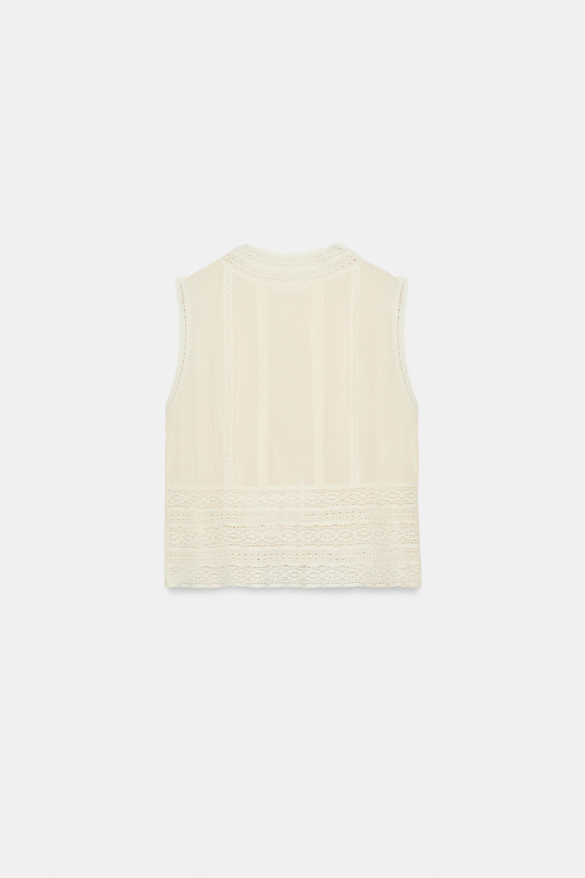 ZW COLLECTION LACE TRIM SLEEVELESS BLOUSE